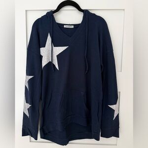 Theo & Spence Navy Hoodie with White Stars - M